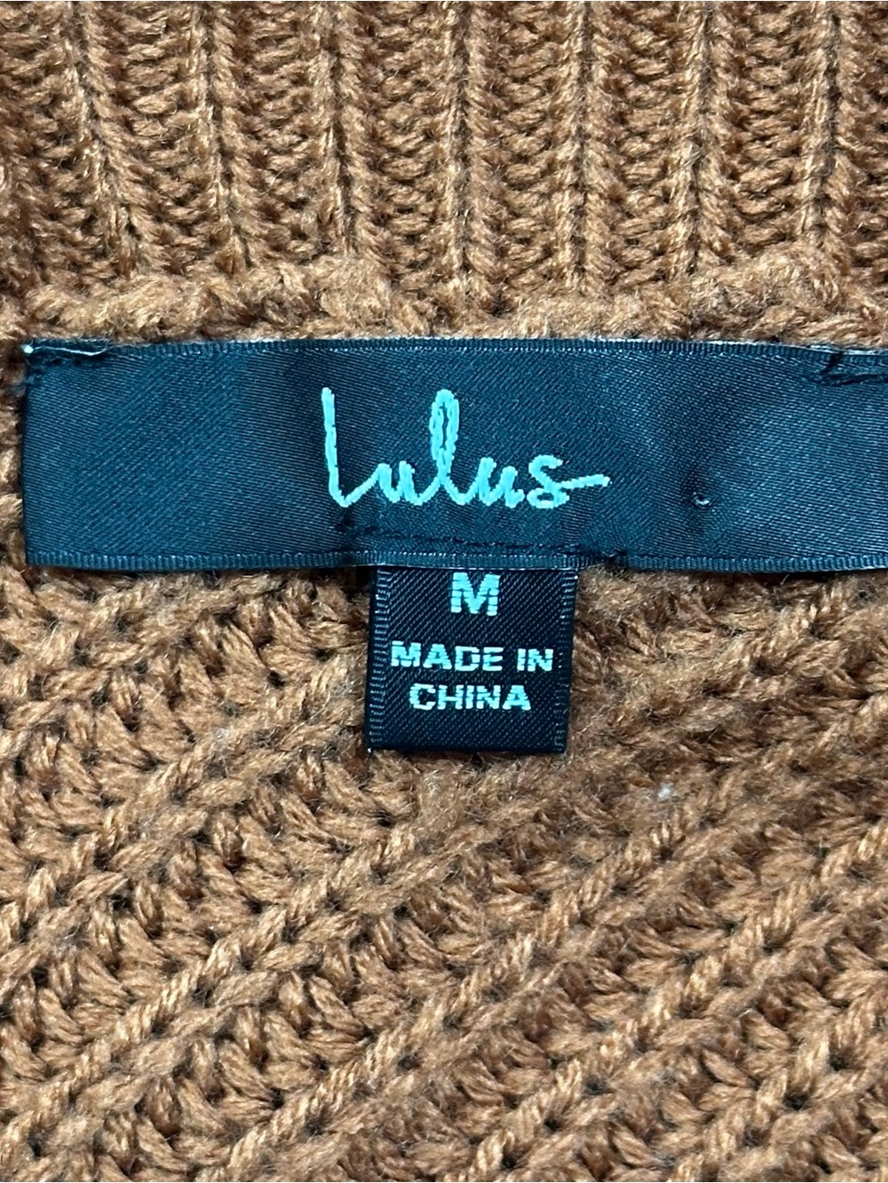 Lulu's Rust Cropped Ribbed Crewneck knitted Sweater with V cut back size M - Picture 4 of 5